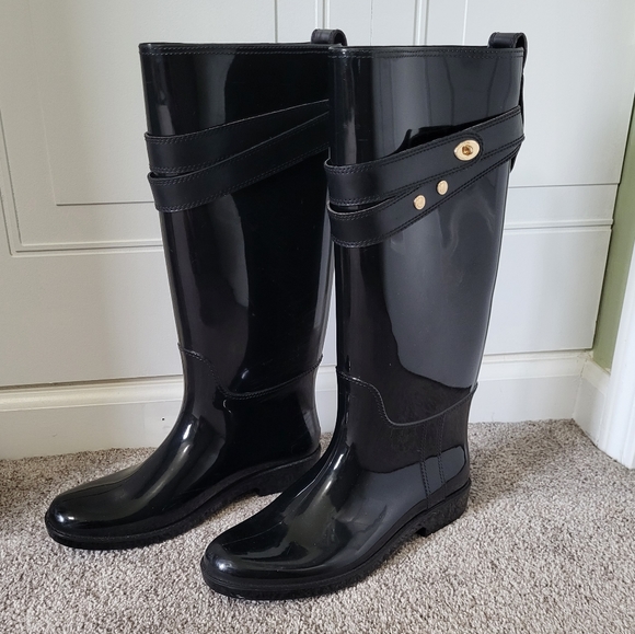 Coach Shoes - Coach Talia Rain Boots Black {Women's size 10}